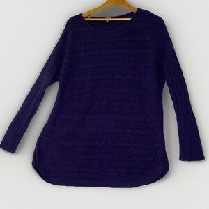 CHAPS by Ralph Lauren Woman's Purple Cable Knit Boat Neck Pullover Sweater M